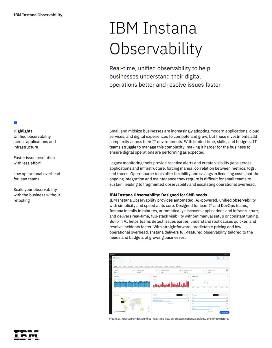 IBM Instana Observability — solution brief